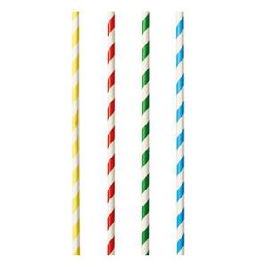 Papier-Trinkhalm 'Stripes', 210 mm, farbig sortiert PAPSTAR 87512 (4002911875124)