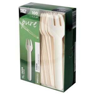 Papier-Gabeln 'pure', Länge: 155 mm, weiß, 100er PAPSTAR 88065 (4002911541678)
