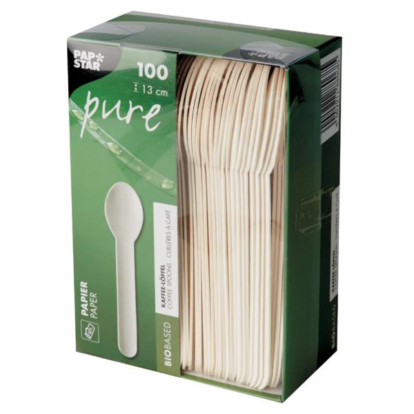 Papier-Kaffeelöffel 'pure', Länge: 130 mm, weiß PAPSTAR 88068 (4002911880685)