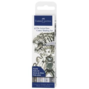 FABER-CASTELL Tuschestift PITT artist pen, 4er Etui Comic Faber-Castell 267195 (4005402671953)