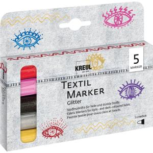 Textilmarker Glitter, medium 5er-Set KREUL 92651 (4000798125738)
