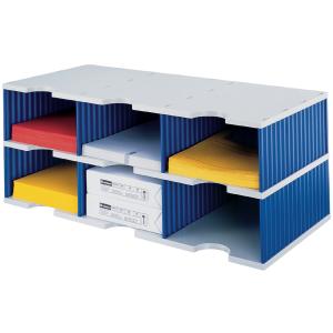 Styro Sortierstation Styrodoc Jumbo Grundeinheit Grau/blau Mit 6 Fächer 268-0322.38 (7612176107945)