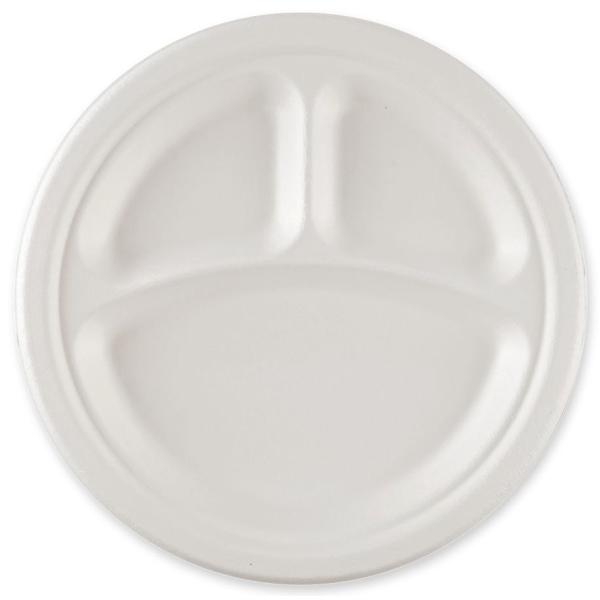 Zuckerrohr-Menüteller, rund, 260 mm, 3-geteilt NATURE Star 41025 (4015544410259)