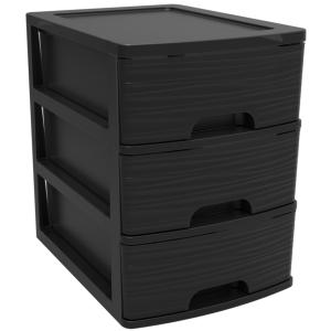 Schubladenbox STONE, DIN A4, 3 Schübe, PP, schwarz EDA 010321 NO (3086960254667)