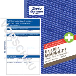312 Meldeblock Erste Hilfe A5, 50 Blatt AVERY ZWECKFORM (4004182003121)