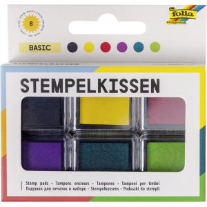 Folia Stempelkissen Neon Gelb, Pink, Orange, Schwarz, Grün, Blau 6x 2,4 X 2,4 Cm 30182 (4001868119411)