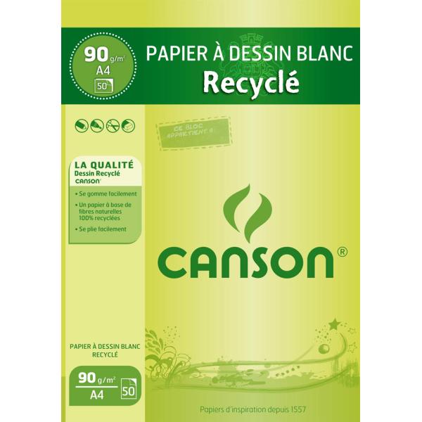 Malblock Recycling, DIN A4, 90 g/ qm, 50 Blatt CANSON C200001093 (3148950010933)