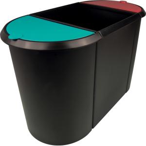 Papierkorb 'the triple', oval, PE, schwarz/ gelb/ blau helit H6103598 (4012086091175)
