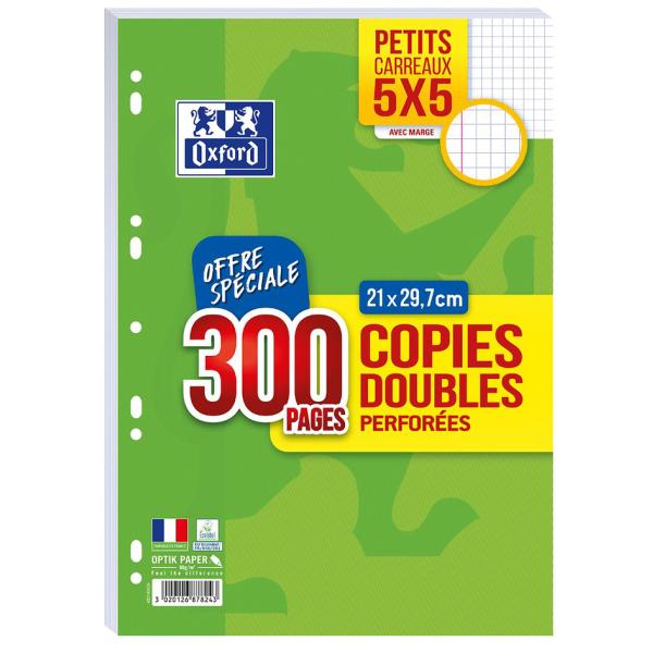 Kanzleipapier, perforiert, DIN A4, kariert, mit Rand Oxford 100902220 (3020126878243)