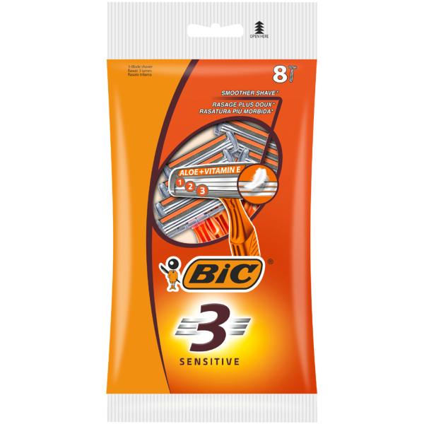 BIC Einwegrasierer 3 Sensitive, für Männer, 8er Pack Bic 872874 (3086126692586)