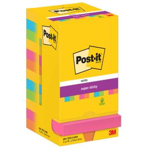 Super Sticky Notes Haftnotizen, 76 x 76 mm, Carnival Post-it 654-12SS-CARN (4064035065607)