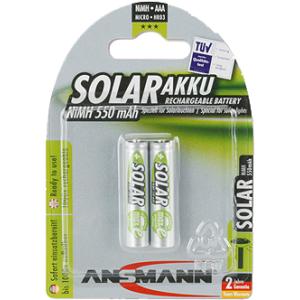 NiMH Akku SOLAR, Micro AAA, 550 mAh, 2er Blister ANSMANN 1311-0001 (4013674015726)