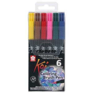 Pinselstift Koi Coloring Brush, 6er Etui, Grundfarben SAKURA XBR6B1 (0084511316799)