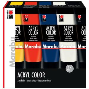 Acrylfarbe 'AcrylColor', Starter Set 5 x 100 ml Marabu 1201000000087 (4007751478412)