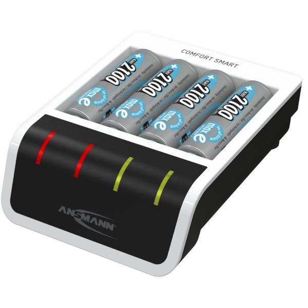 Schnell-Ladegerät Comfort Smart inkl. 4 Akkus ANSMANN 1001-0092-01 (4013674171835)