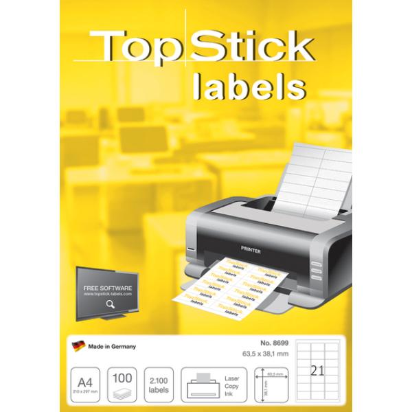Universal-Etiketten, 105 x 42, 3 mm, weiß, 100 Blatt TOP STICK 8714 (4023145087145)