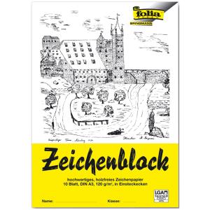 Zeichenblock mit Leinenecken 120g qm DIN A4, 10 Blatt FOLIA 8104 (4001868081046)