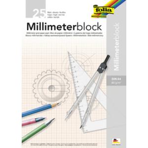 Millimeterpapier-Block, DIN A3, 80 g/ qm, 25 Blatt folia 8230/25 (4001868823257)