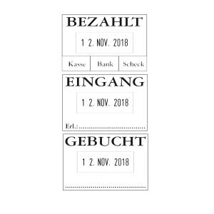 Datumstempel 04060 L3 'GEBUCHT', mit Textplatte COLOP 108673 (9004362376385)