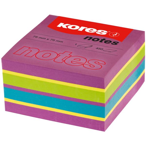 Haftnotizen Würfel, 75 x 75 mm, neonfarben, 5-farbig Kores N48465 (9023800484659)