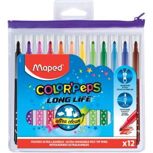 Fasermaler COLOR'PEPS Long Life, 12er Reißverschluss- Maped 845017 (3154148450177)