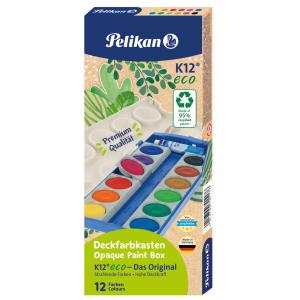 Deckfarbkasten K12 eco 24 Farben + Deckweiß hellblau blau PELIKAN 300008249 (4012700701305)