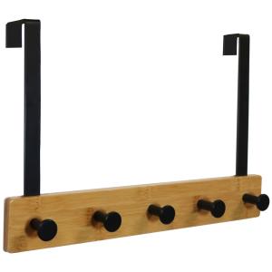 Türgarderobe KARAKO, 5 Haken, schwarz / bambus UNiLUX 400168619 (3595560037216)
