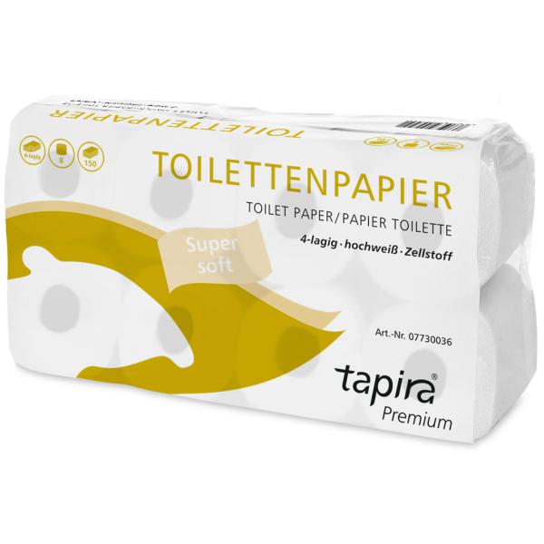 Toilettenpapier Premium, 4-lagig, hochweiß Tapira 07730036 (4260339557941)