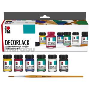 Acryllack Decorlack, Starter-Set, 6 x 15 ml Marabu 1130000000087 (4007751189554)