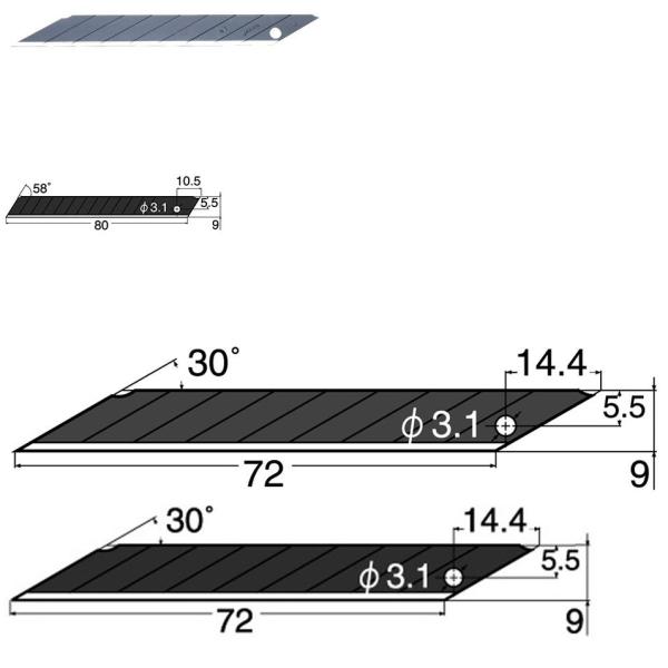 Ersatzklingen BA-53P, 9 mm, schwarz NT Cutter h1311582 (4904011014130)