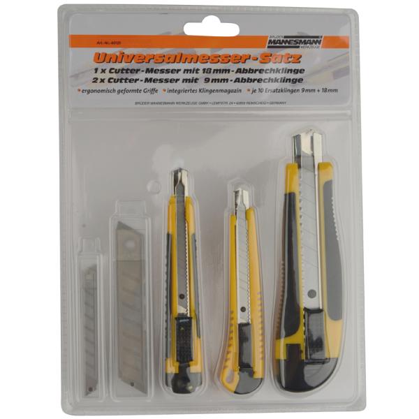 Cutter-Satz, 3-teilig, schwarz / gelb BRÜDER MANNESMANN M60125 (4003315709817)