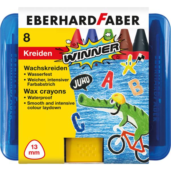 Dreikant-Wachsmalkreide WINNER, 8er Etui EBERHARD FABER 524006 (4087205240062)