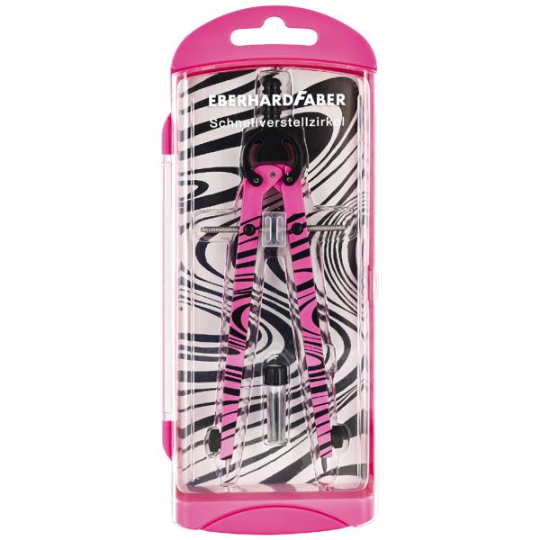 EBERHARD FABER Schnellverstellzirkel neon pink 39cm 3 Teile Blister