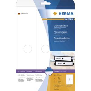 Ordnerrücken-Etiketten SPECIAL, 63 x 297 mm, weiß HERMA 5167 (4008705051675)