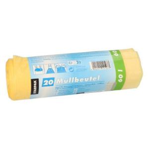 Mülleimerbeutel HDPE, mit Zugband, 60 Liter, gelb STARPAK 14197 (4002911141977)