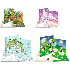 Sammelmappe Dinos A3, Karton Gummizug Register und Namensfeld HERMA 19795 (4008705197953)