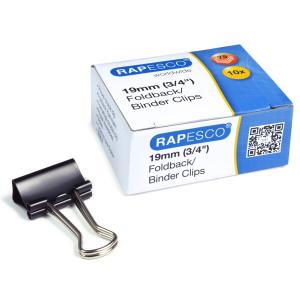 Foldback-Klammern, Breite: 19 mm, schwarz, 10 Stück RAPESCO FBC190B1 (5018505703000)