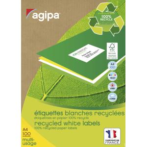 Recycling Vielzweck-Etiketten, 99, 1 x 38, 1 mm, weiß agipa 101196 (3270241011968)