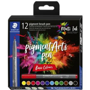 Pinselmaler pigment brush pen 371 12 Farben sortiert STAEDTLER 371 C12-1 (4007817096994)