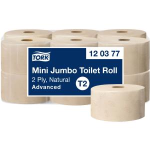 TORK Minirollen-Toilettenpapier Jumbo, 2-lagig, natur, 170 m tork 120377 (7322541848273)