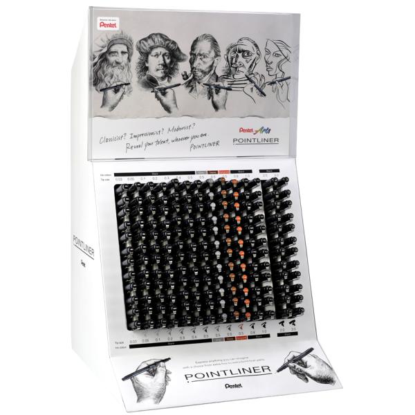 Arts Permanent Fineliner Pointliner, Thekendisplay Pentel S20P-14E (4016284347744)