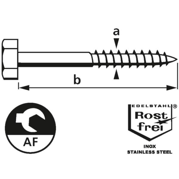 Schlüsselschraube, Edelstahl, 8x50 mm, 10 Stück suki. 6180441 (4032526033916)