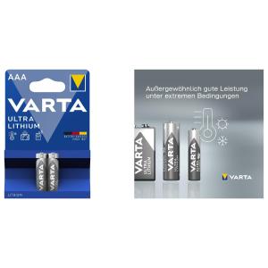 Lithium Batterie Ultra Lithium, Micro (AAA), 2er Pack VARTA 06103 301 402 (4008496680399)