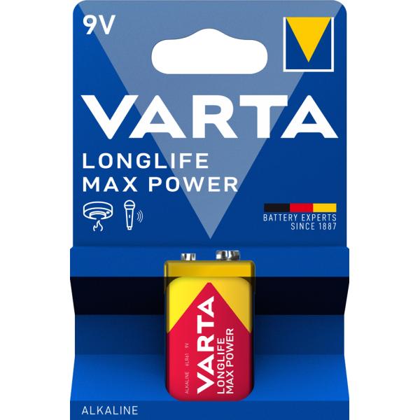 Alkaline Batterie Longlife Max Power', E-Block (9V) VARTA 04722 101 401 (4008496545612)