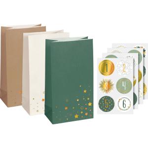 Adventskalender-Set, Papiertüten, 3-farbig, groß HEYDA 203089302 (4005329155727)