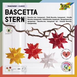 Faltblätter Bascetta-Stern, 75 x 75 mm, transparent folia 899/0707 (4001868101584)