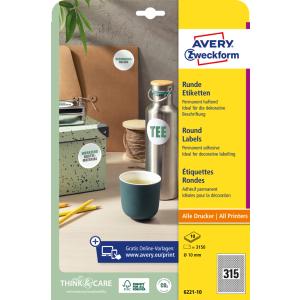 Kennzeichnungs-Etiketten, Durchmesser: 10 mm AVERY Zweckform 6221-10 (4004182162002)