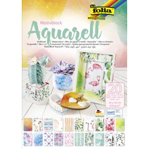 Bastelblock Aquarell Motivkarton 24x34 cm 20 Blatt sortiert FOLIA 48749 (4001868107807)