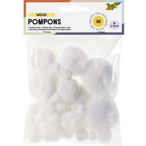 Pompons, 30 Stück, weiß folia 50030 (4001868103168)