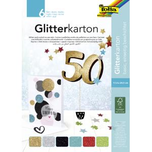 Glitterkarton-Block 'Pastell', 170 x 245 mm, 300 g/ qm folia 85239 (4001868107838)